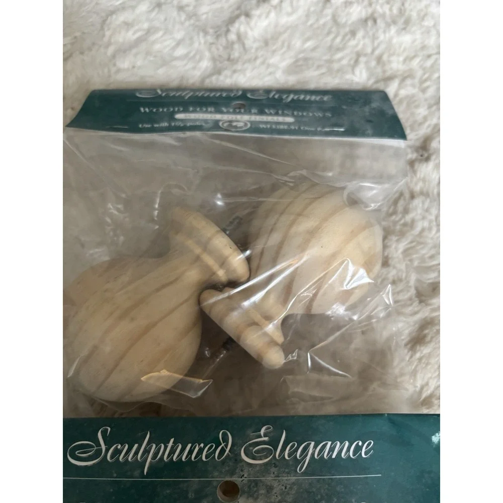 Wood Ball Finials for 1&3/8 inch Drapery Rods Unfinished Set Of 4 (2 Pair)